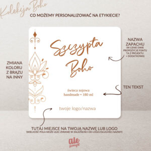 Etykiety na świece z kolekcji Boho